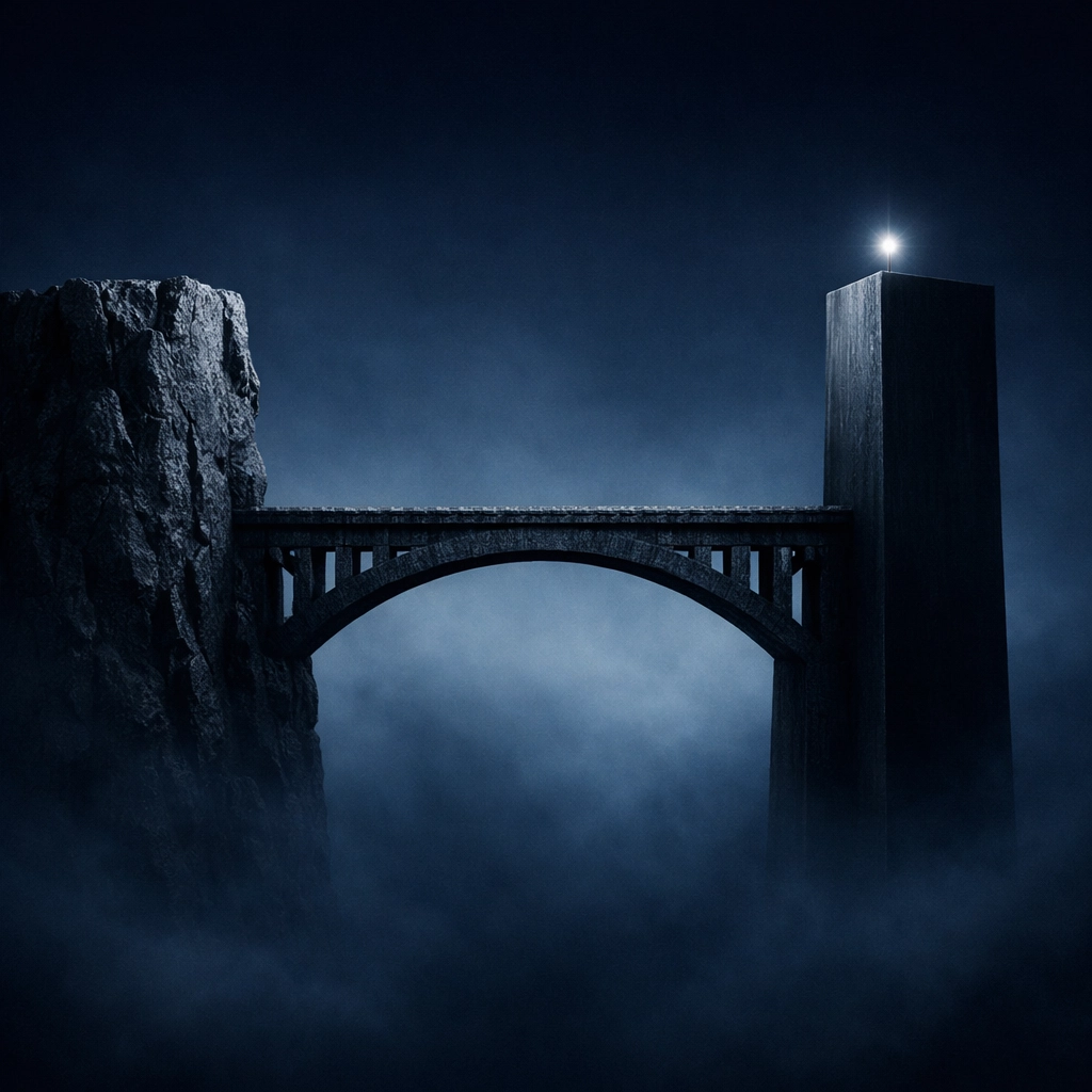 A bridge representing the Intelligence Layer connecting raw data to strategic ai executive assistant decisions.