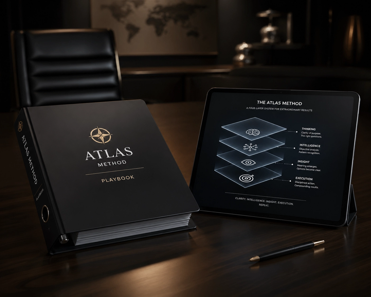The Atlas Method framework diagram for HVAC fleet management displayed on a professional tablet.